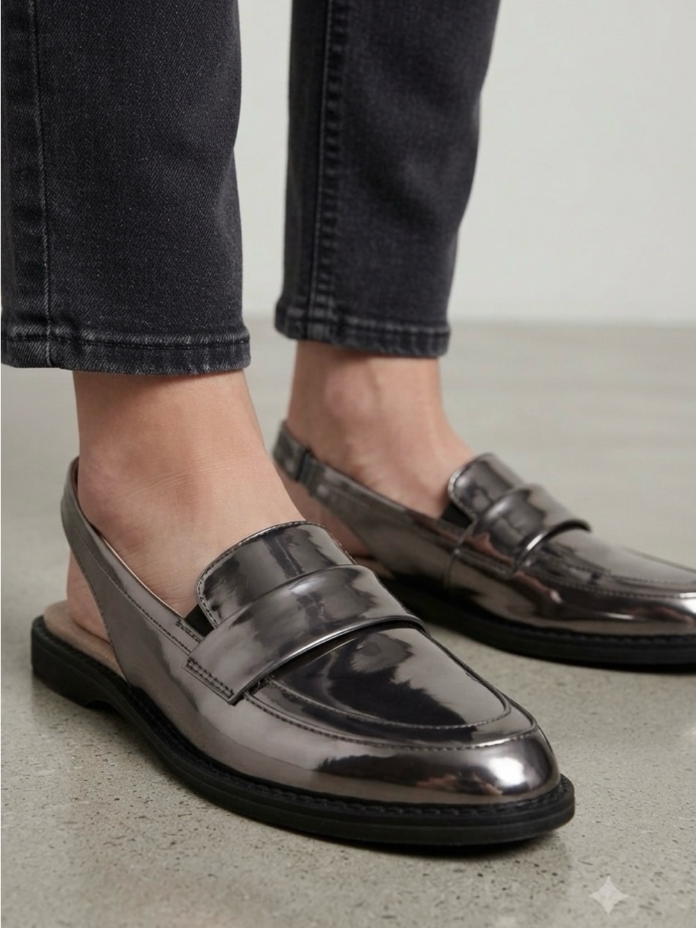SOUL Naturalizer Yeah Slingback Loafer Pewter Metallic Women's 6M
